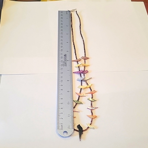 Hand Crafted Natural shell Heishi mother of pearl/onyx fetish necklace 1980s! - Picture 7 of 8